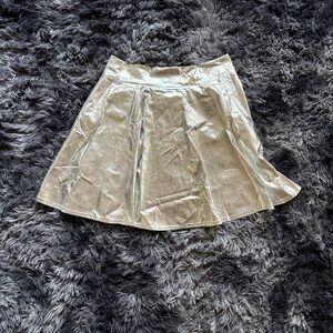 Silver Skater Skirt | High Waist Flare Mini Skirt | Party, Festival, Rave Skirt